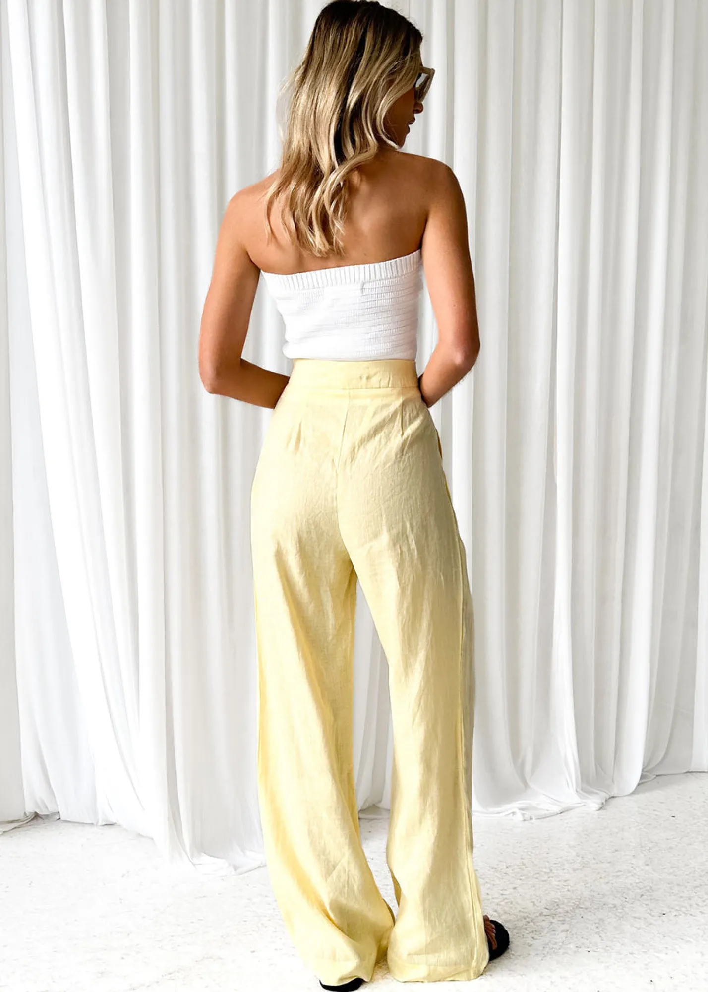 Women Gingham & Heels Sets>Zullo Linen Pants