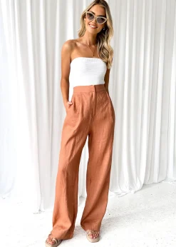 Women Gingham & Heels Sets>Zullo Linen Pants