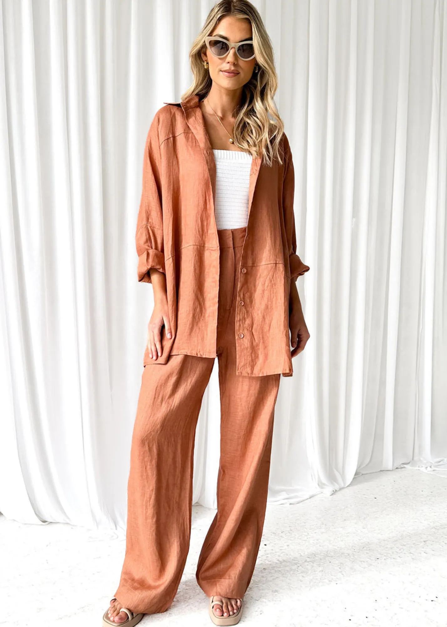 Women Gingham & Heels Shirts>Zullo Linen Shirt