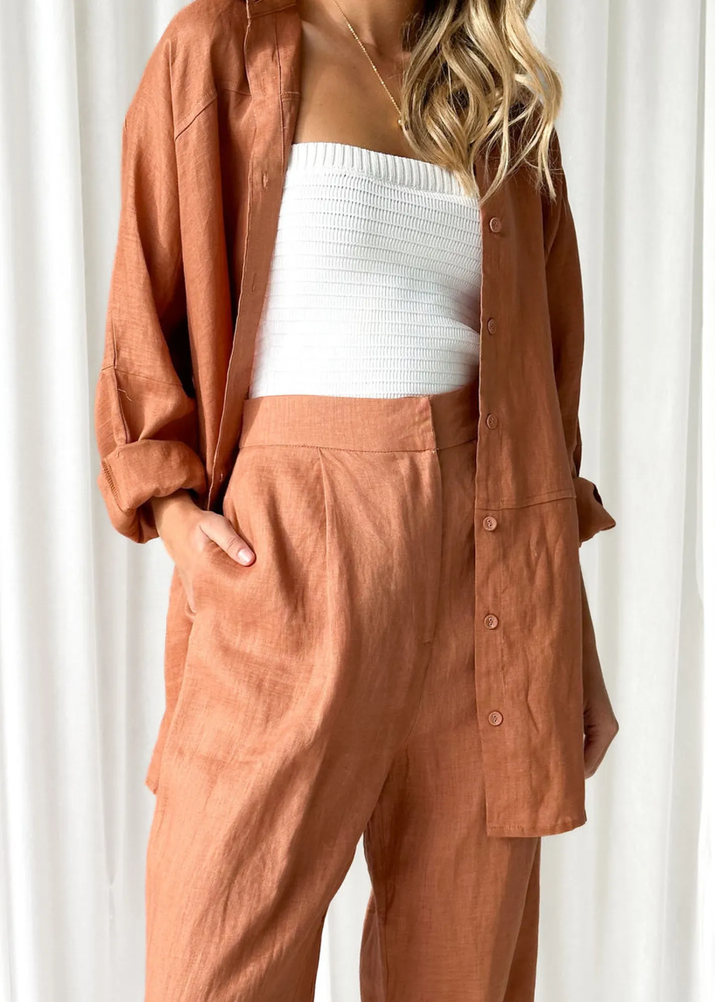 Women Gingham & Heels Shirts>Zullo Linen Shirt